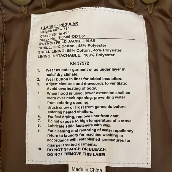 Men’s Rothco M-65 Jacket - Picture 7 of 7